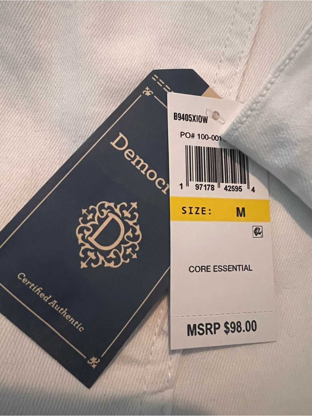 Democracy Optic White Collar Button Down Long Sleeve Cotton blend Denim Jacket - Picture 4 of 8